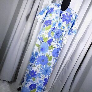 Willow Ridge 2 pc Floral Blue Purple White Suit, Size 10